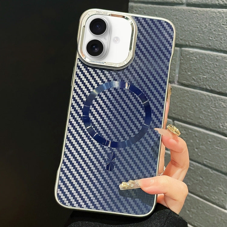 For iPhone 16 AG Carbon Fiber Frameless MagSafe Phone Case