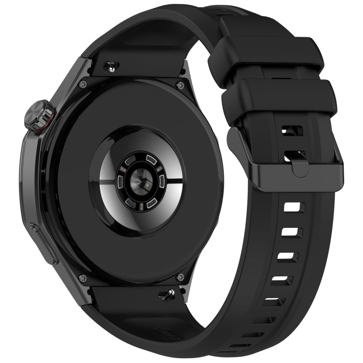 For Huawei Watch GT 5 Pro 46mm Black Steel Buckle Liquid Silicone Watch Band