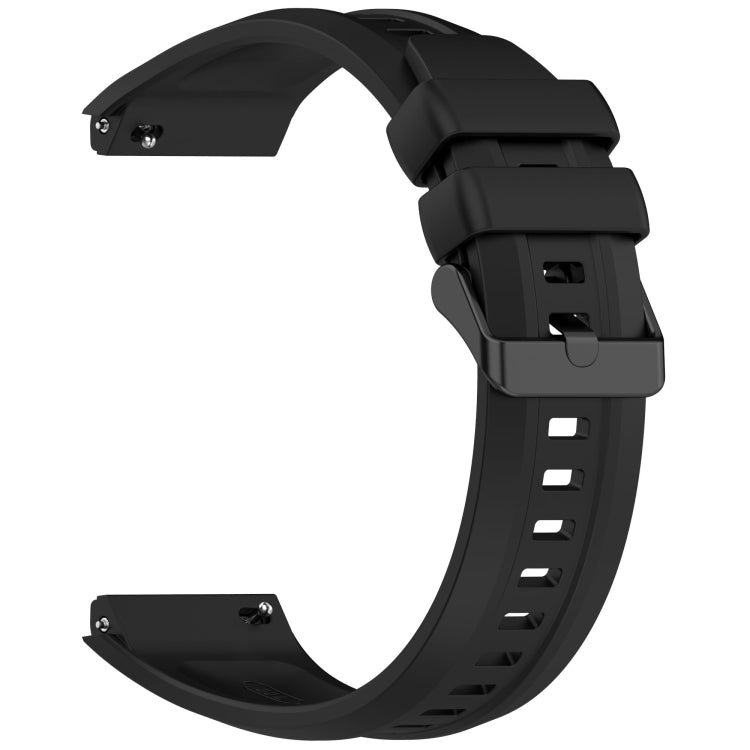 For Huawei Watch GT 5 Pro 46mm Black Steel Buckle Liquid Silicone Watch Band