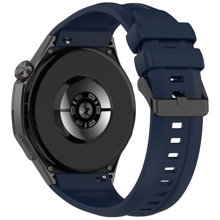 For Huawei Watch GT 5 Pro 46mm Black Steel Buckle Liquid Silicone Watch Band