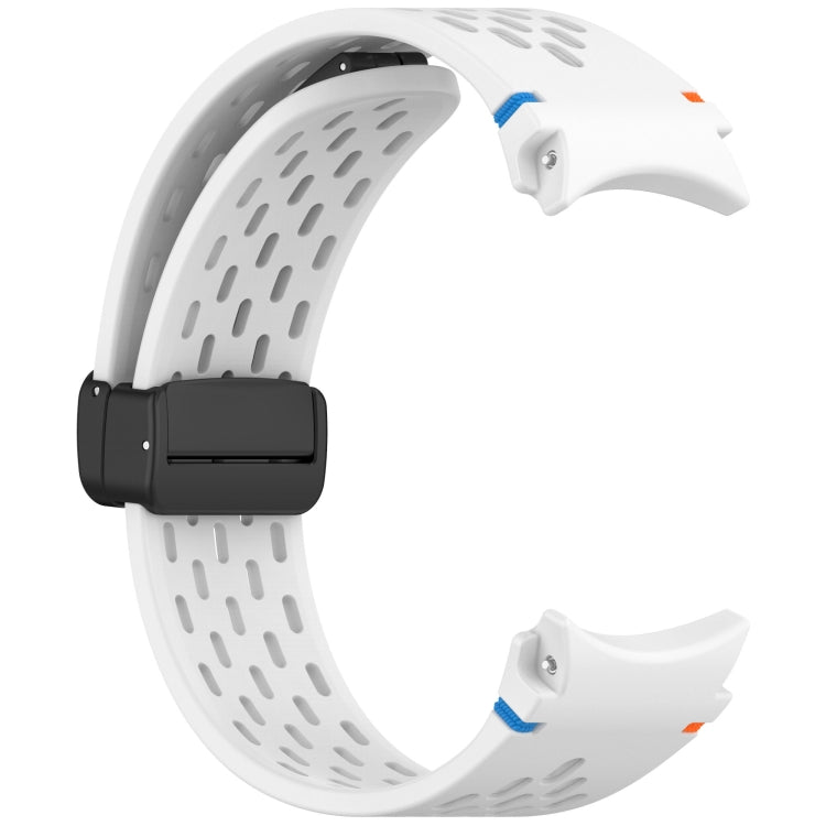 For Samsung Galaxy Watch 7 40 / 44mm Holes Style Stitched Folding Buckle Silicone Watch Band