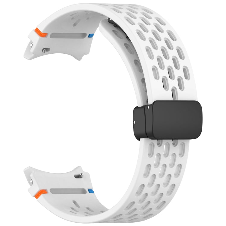 For Samsung Galaxy Watch 7 40 / 44mm Holes Style Stitched Folding Buckle Silicone Watch Band