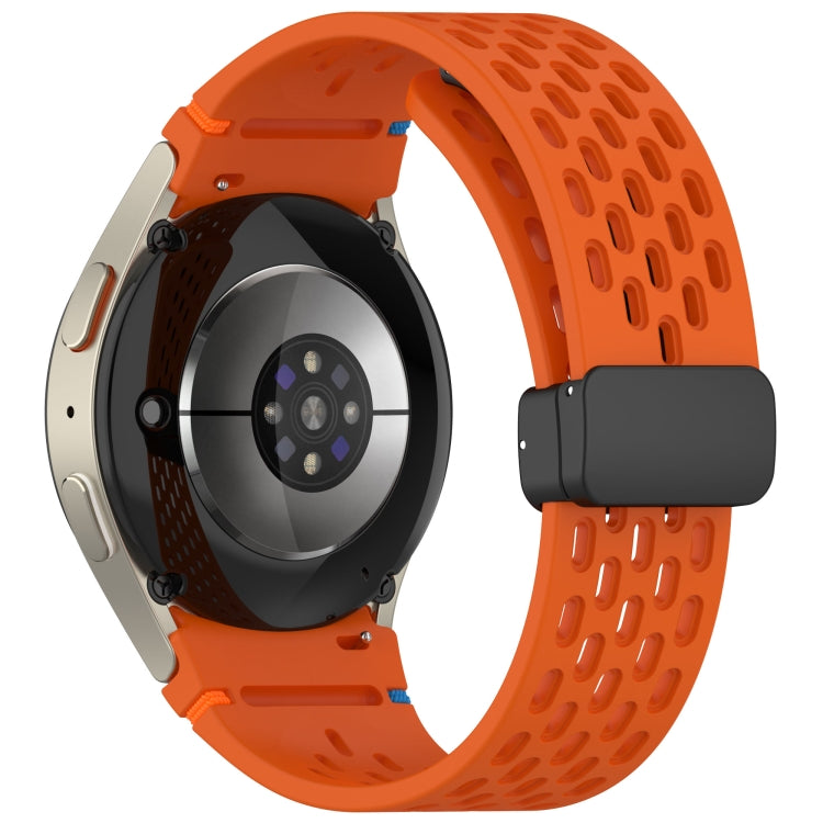 For Samsung Galaxy Watch 7 40 / 44mm Holes Style Stitched Folding Buckle Silicone Watch Band