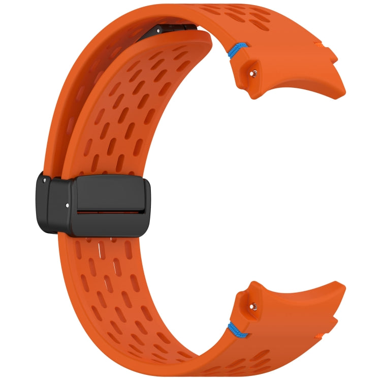 For Samsung Galaxy Watch 7 40 / 44mm Holes Style Stitched Folding Buckle Silicone Watch Band