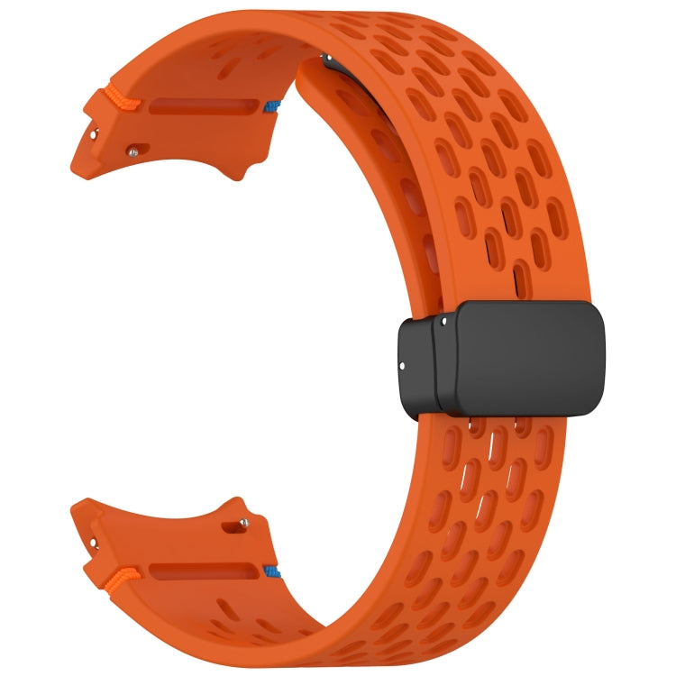 For Samsung Galaxy Watch 7 40 / 44mm Holes Style Stitched Folding Buckle Silicone Watch Band