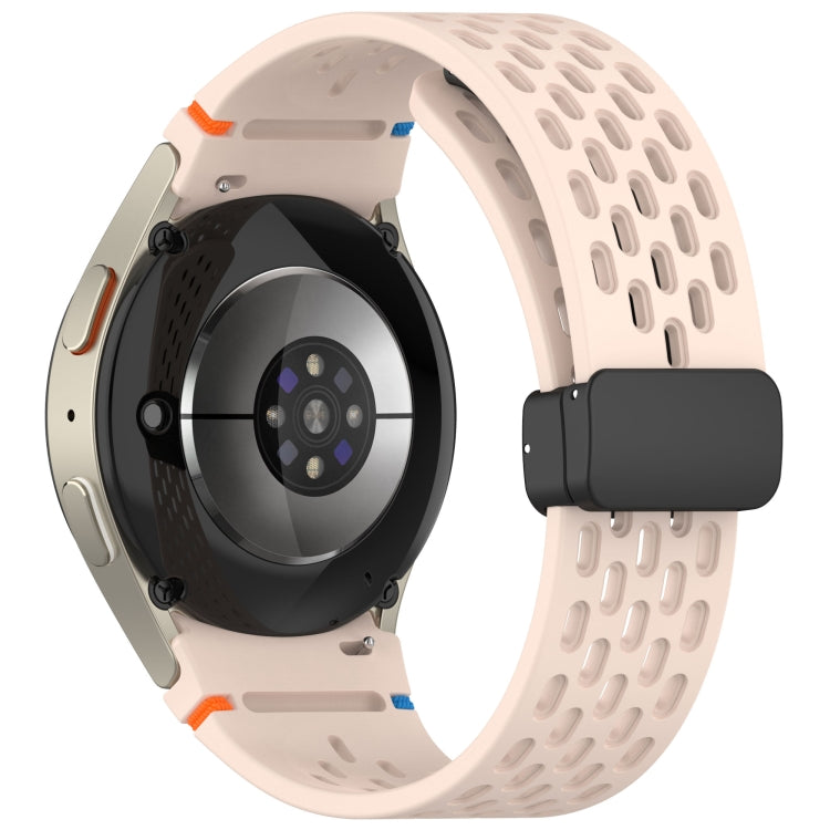 For Samsung Galaxy Watch 7 40 / 44mm Holes Style Stitched Folding Buckle Silicone Watch Band