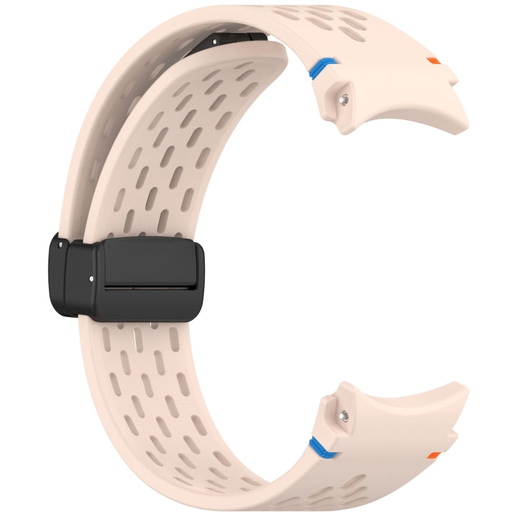 For Samsung Galaxy Watch 7 40 / 44mm Holes Style Stitched Folding Buckle Silicone Watch Band