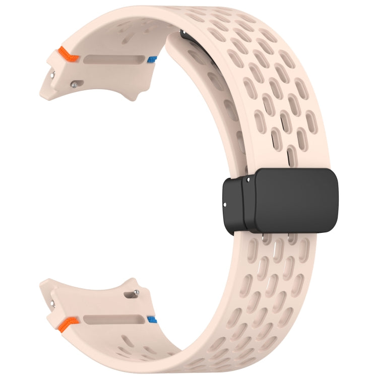 For Samsung Galaxy Watch 7 40 / 44mm Holes Style Stitched Folding Buckle Silicone Watch Band