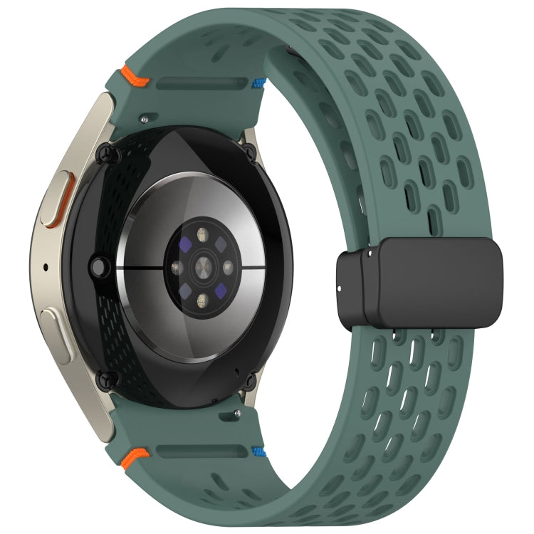For Samsung Galaxy Watch 7 40 / 44mm Holes Style Stitched Folding Buckle Silicone Watch Band