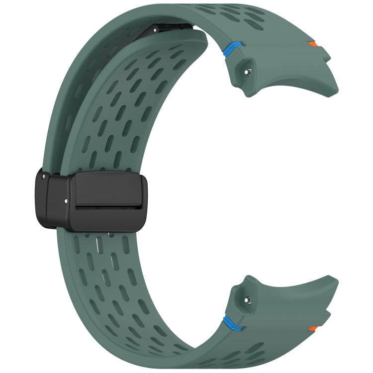 For Samsung Galaxy Watch 7 40 / 44mm Holes Style Stitched Folding Buckle Silicone Watch Band
