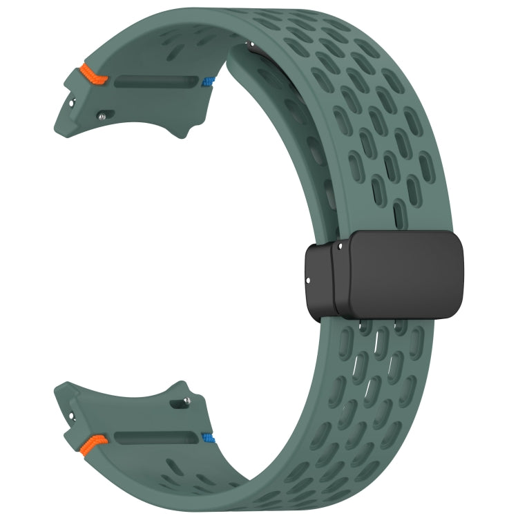 For Samsung Galaxy Watch 7 40 / 44mm Holes Style Stitched Folding Buckle Silicone Watch Band