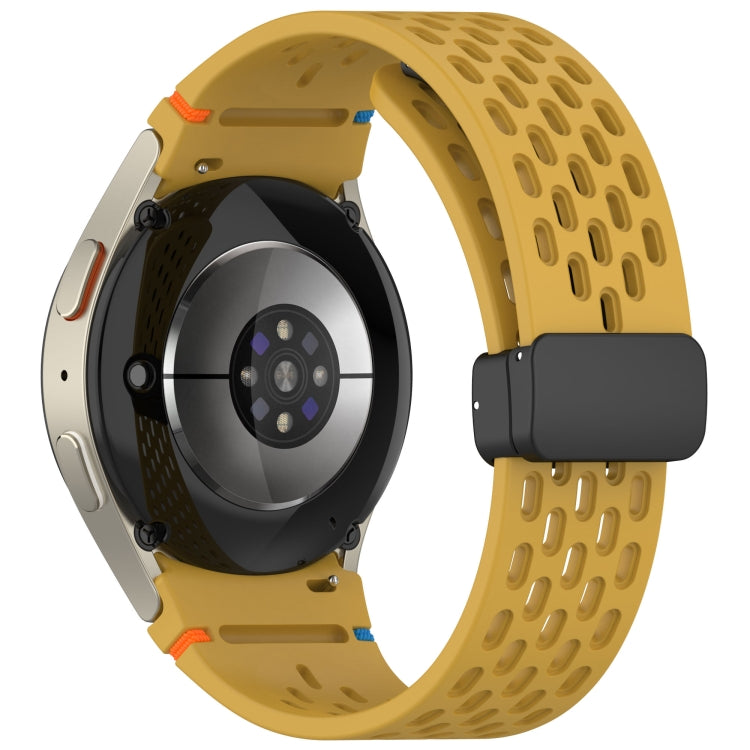 For Samsung Galaxy Watch 7 40 / 44mm Holes Style Stitched Folding Buckle Silicone Watch Band