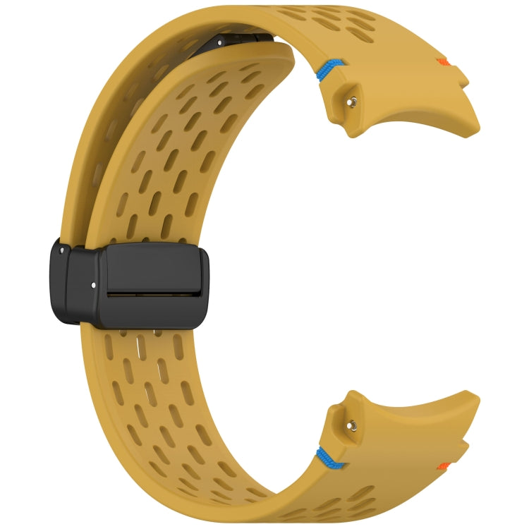 For Samsung Galaxy Watch 7 40 / 44mm Holes Style Stitched Folding Buckle Silicone Watch Band