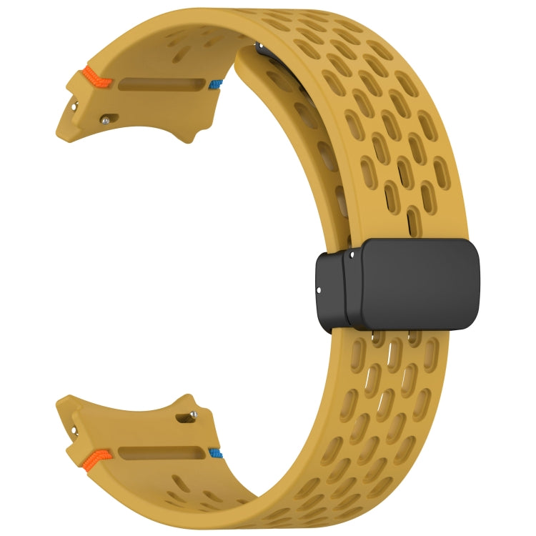 For Samsung Galaxy Watch 7 40 / 44mm Holes Style Stitched Folding Buckle Silicone Watch Band