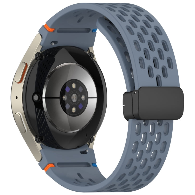 For Samsung Galaxy Watch 7 40 / 44mm Holes Style Stitched Folding Buckle Silicone Watch Band