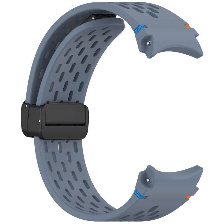 For Samsung Galaxy Watch 7 40 / 44mm Holes Style Stitched Folding Buckle Silicone Watch Band