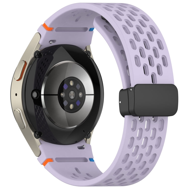 For Samsung Galaxy Watch 7 40 / 44mm Holes Style Stitched Folding Buckle Silicone Watch Band