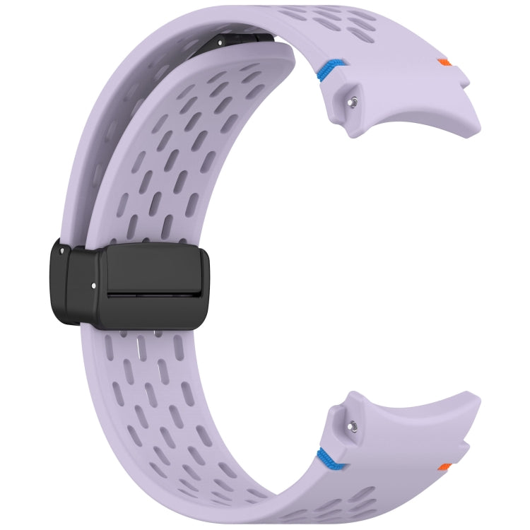 For Samsung Galaxy Watch 7 40 / 44mm Holes Style Stitched Folding Buckle Silicone Watch Band