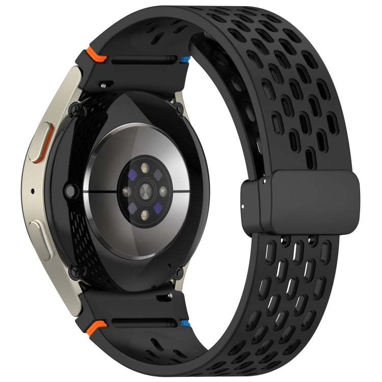 For Samsung Galaxy Watch 7 40 / 44mm Holes Style Stitched Folding Buckle Silicone Watch Band
