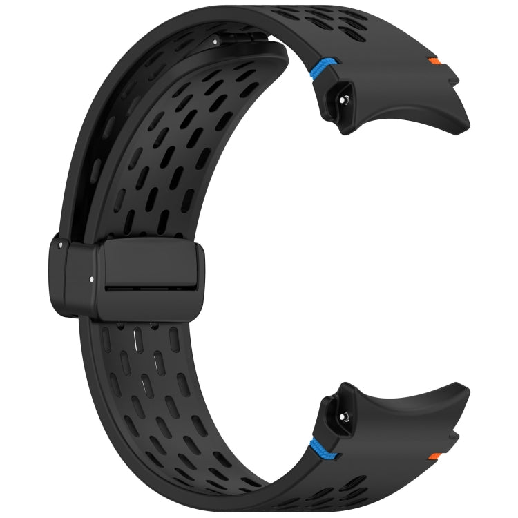 For Samsung Galaxy Watch 7 40 / 44mm Holes Style Stitched Folding Buckle Silicone Watch Band