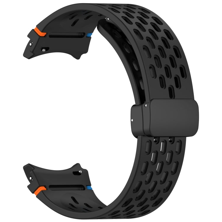 For Samsung Galaxy Watch 7 40 / 44mm Holes Style Stitched Folding Buckle Silicone Watch Band