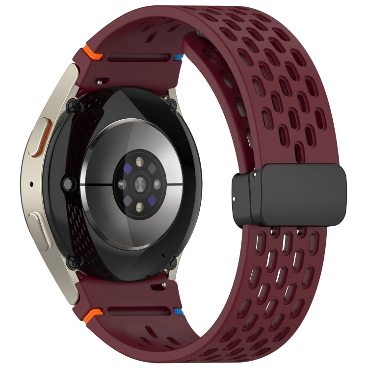 For Samsung Galaxy Watch 7 40 / 44mm Holes Style Stitched Folding Buckle Silicone Watch Band
