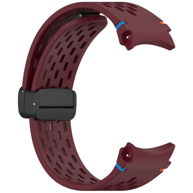 For Samsung Galaxy Watch 7 40 / 44mm Holes Style Stitched Folding Buckle Silicone Watch Band