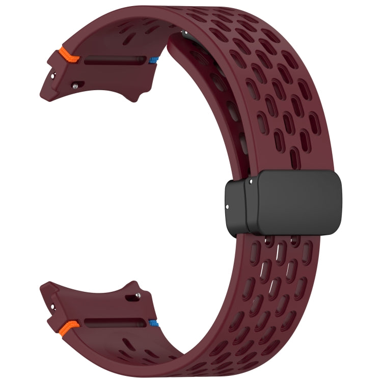 For Samsung Galaxy Watch 7 40 / 44mm Holes Style Stitched Folding Buckle Silicone Watch Band