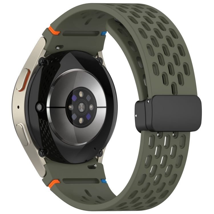 For Samsung Galaxy Watch 7 40 / 44mm Holes Style Stitched Folding Buckle Silicone Watch Band