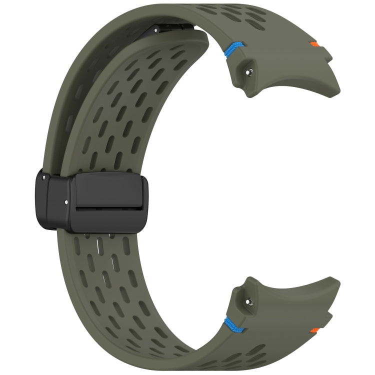For Samsung Galaxy Watch 7 40 / 44mm Holes Style Stitched Folding Buckle Silicone Watch Band