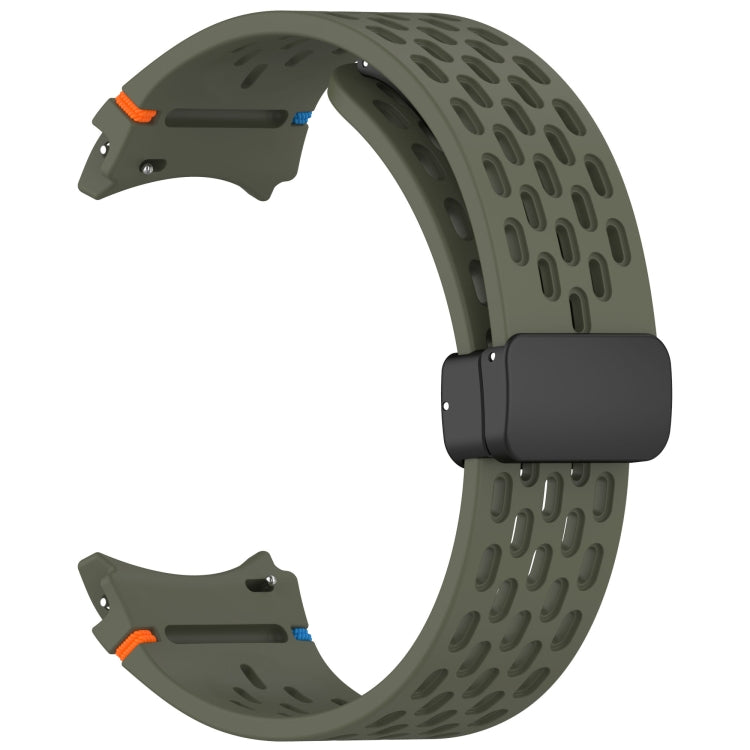 For Samsung Galaxy Watch 7 40 / 44mm Holes Style Stitched Folding Buckle Silicone Watch Band