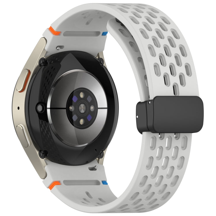 For Samsung Galaxy Watch 7 40 / 44mm Holes Style Stitched Folding Buckle Silicone Watch Band