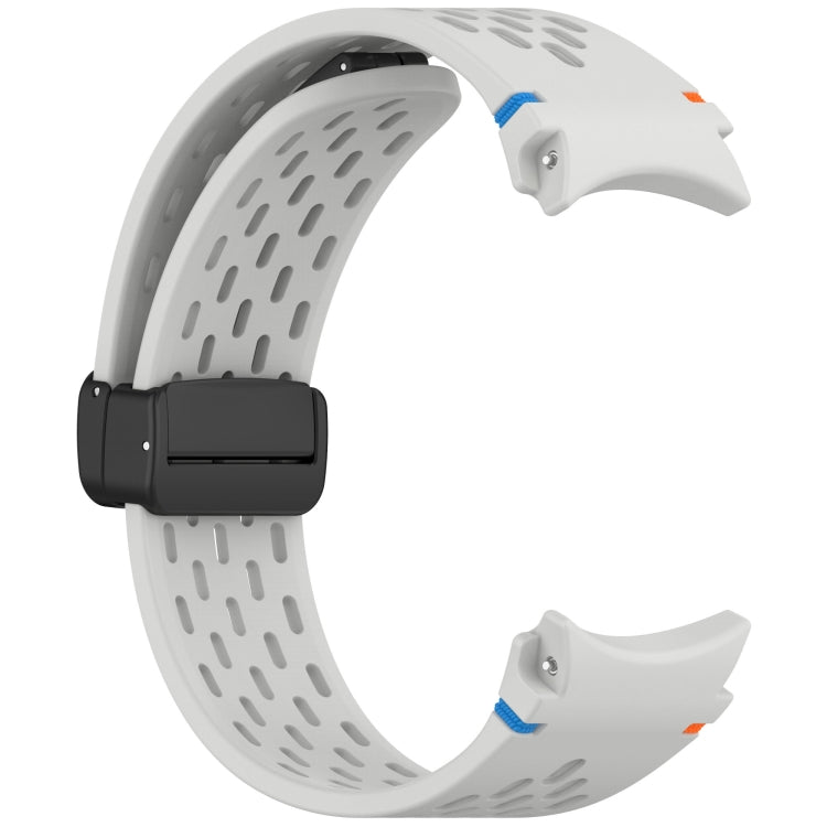 For Samsung Galaxy Watch 7 40 / 44mm Holes Style Stitched Folding Buckle Silicone Watch Band