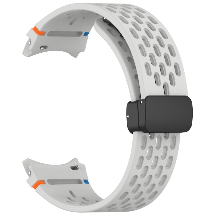 For Samsung Galaxy Watch 7 40 / 44mm Holes Style Stitched Folding Buckle Silicone Watch Band