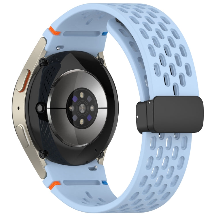 For Samsung Galaxy Watch 7 40 / 44mm Holes Style Stitched Folding Buckle Silicone Watch Band
