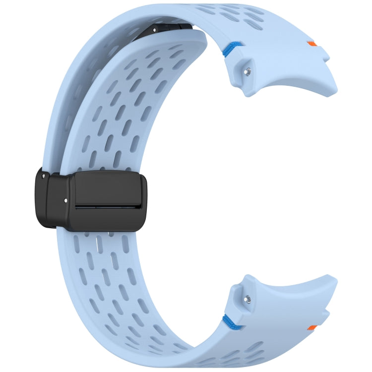 For Samsung Galaxy Watch 7 40 / 44mm Holes Style Stitched Folding Buckle Silicone Watch Band