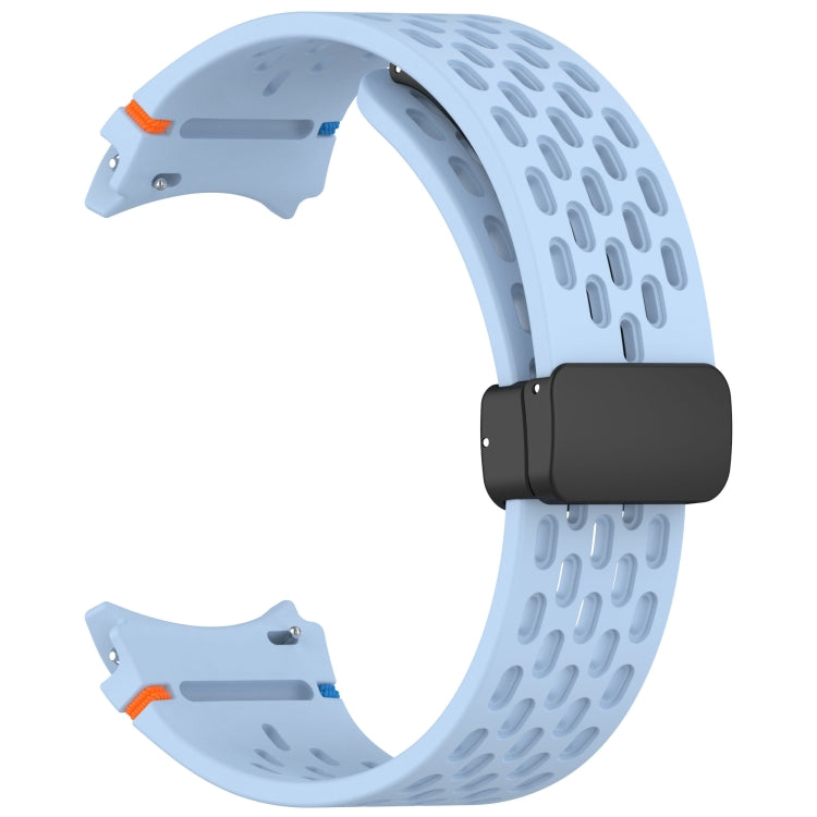 For Samsung Galaxy Watch 7 40 / 44mm Holes Style Stitched Folding Buckle Silicone Watch Band