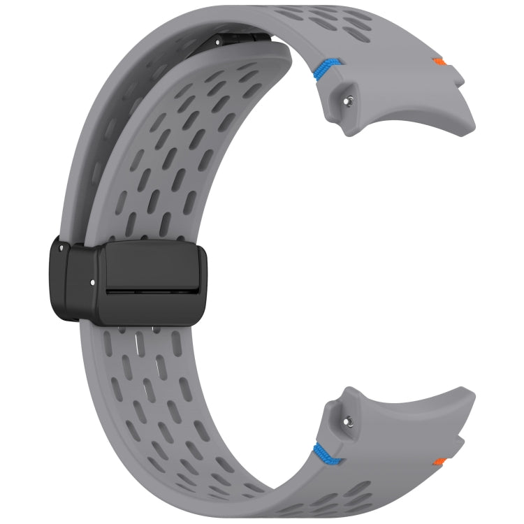For Samsung Galaxy Watch 7 40 / 44mm Holes Style Stitched Folding Buckle Silicone Watch Band