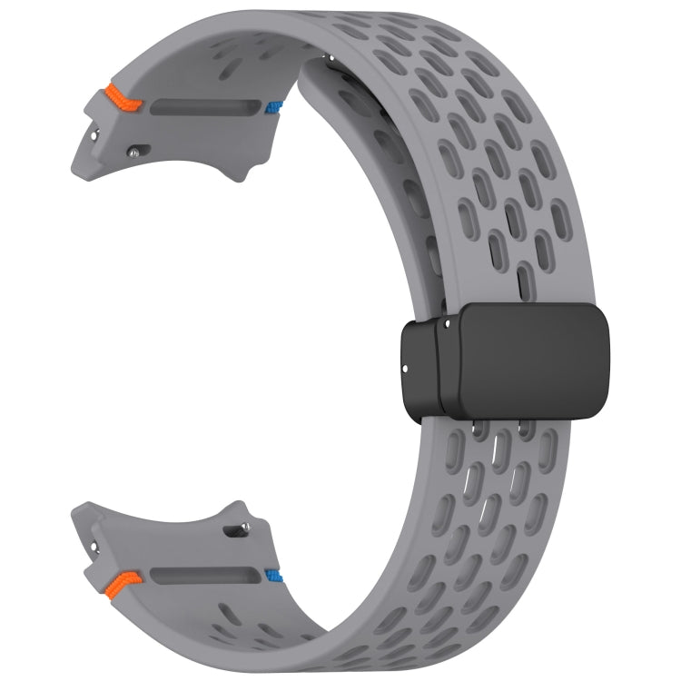 For Samsung Galaxy Watch 7 40 / 44mm Holes Style Stitched Folding Buckle Silicone Watch Band