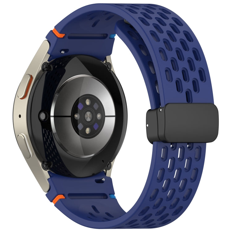 For Samsung Galaxy Watch 7 40 / 44mm Holes Style Stitched Folding Buckle Silicone Watch Band