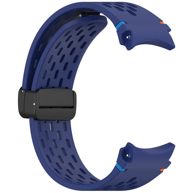 For Samsung Galaxy Watch 7 40 / 44mm Holes Style Stitched Folding Buckle Silicone Watch Band