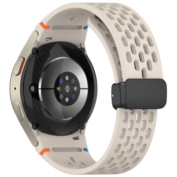 For Samsung Galaxy Watch 7 40 / 44mm Holes Style Stitched Folding Buckle Silicone Watch Band