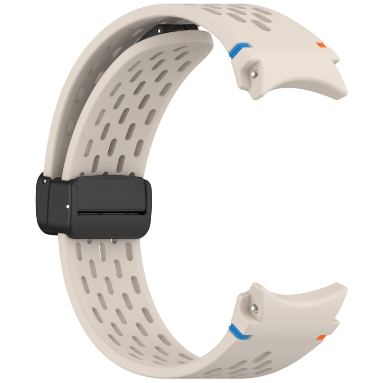 For Samsung Galaxy Watch 7 40 / 44mm Holes Style Stitched Folding Buckle Silicone Watch Band