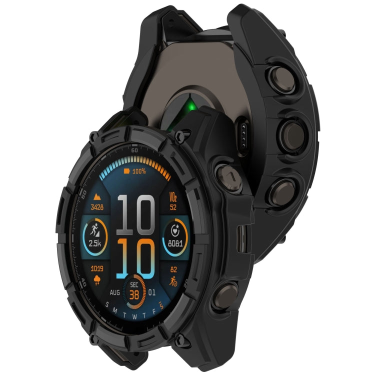 For Garmin Fenix 8 MIP 51mm Solar Armour Hollow TPU Half Coverage Watch Case Solar Version