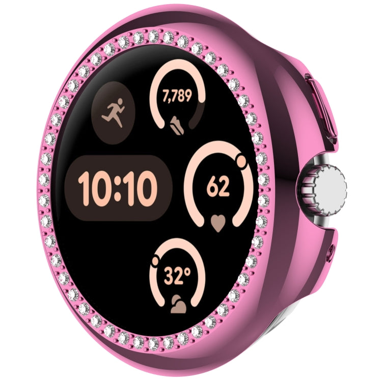 For Google Pixel Watch Diamond Electroplated PC Half Coverage Watch Protective Case