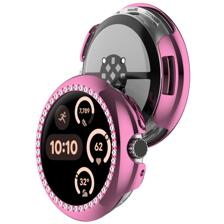 For Google Pixel Watch Diamond Electroplated PC Half Coverage Watch Protective Case