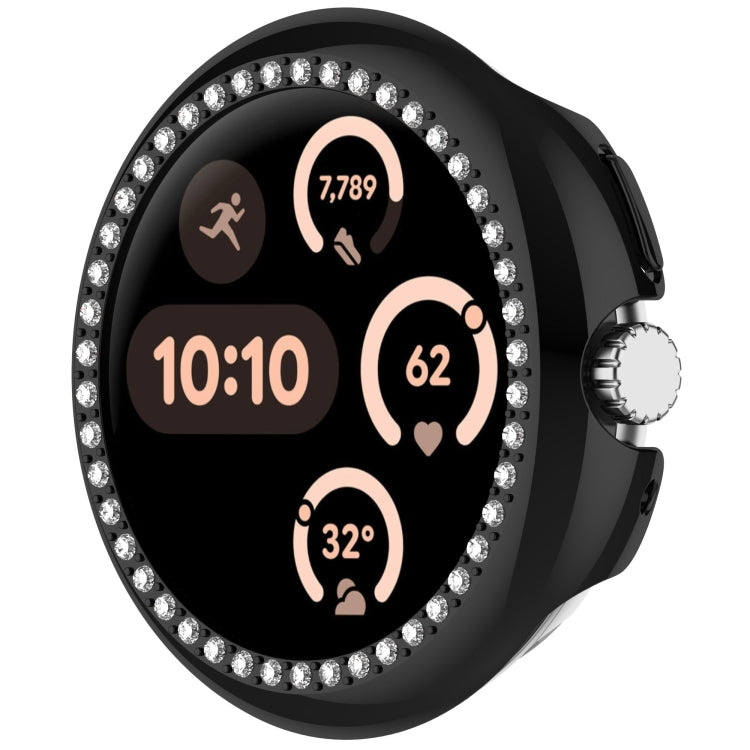 For Google Pixel Watch Diamond Electroplated PC Half Coverage Watch Protective Case