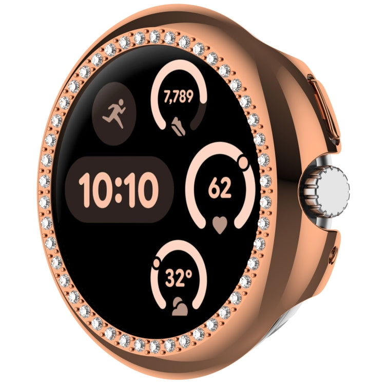 For Google Pixel Watch Diamond Electroplated PC Half Coverage Watch Protective Case