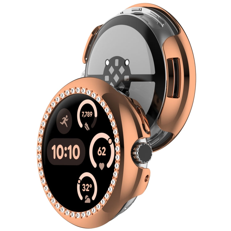 For Google Pixel Watch Diamond Electroplated PC Half Coverage Watch Protective Case