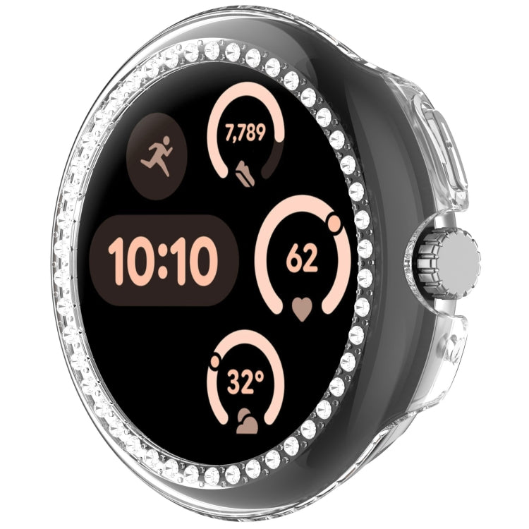 For Google Pixel Watch Diamond Electroplated PC Half Coverage Watch Protective Case